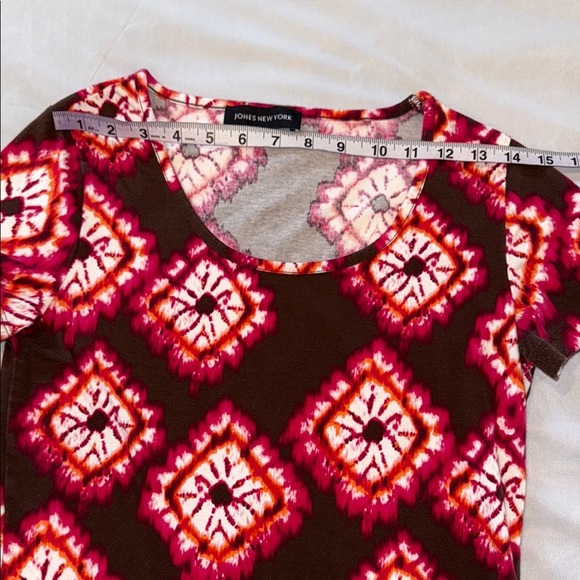 Jones New York Women's Pink and Brown Tie Dyed Patterned Top t shirt - Picture 5 of 9